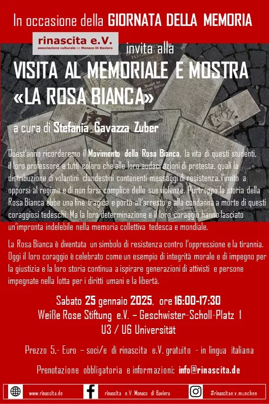 VISITA AL MEMORIALE E MOSTRA «LA ROSA BIANCA»